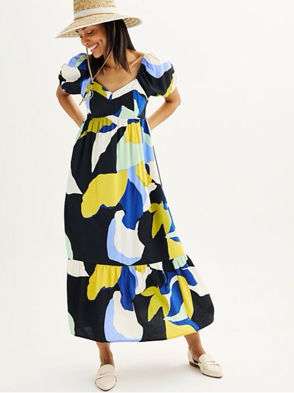Nine West Maxi Dress Multicolor Geometric pattern Vacation boat party xxl